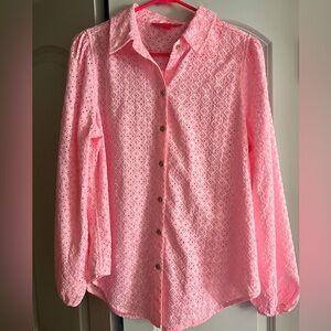 Lilly Pulitzer Pink Eyelet Button-Down Shirt